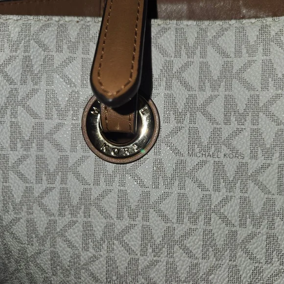 Michael Kors Jet Set Tote Bag Medium White and Brown - Picture 3 of 15